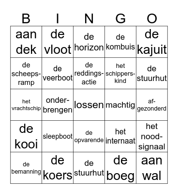 Zeebenen Bingo Card