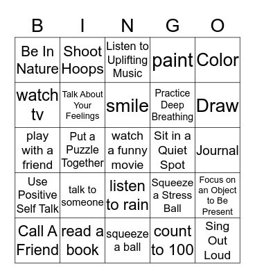 Coping Skills  Bingo Card