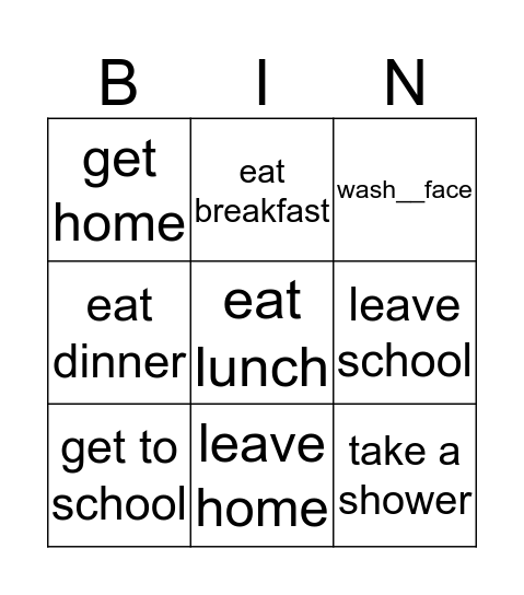 Daily Routines Bingo Card