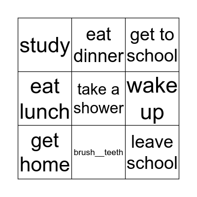 Daily Routines Bingo Card