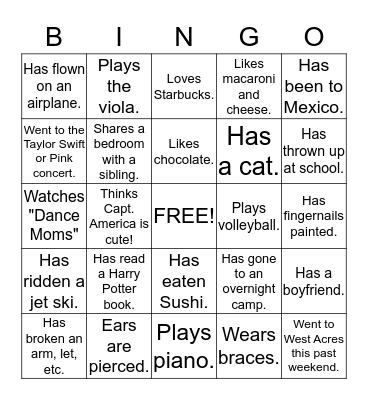 Summer Begins Party! Bingo Card