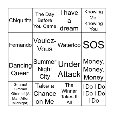 ABBA-ronde Bingo Card