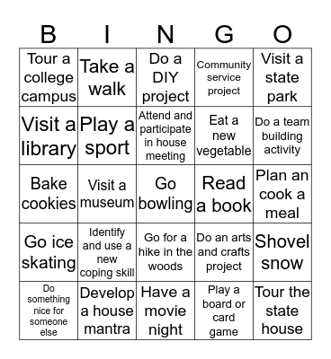 Winter 2020 Bingo Card