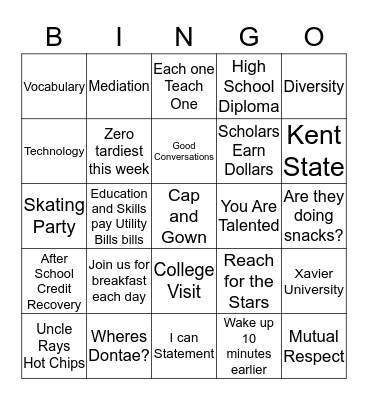 Attendance  Bingo Card