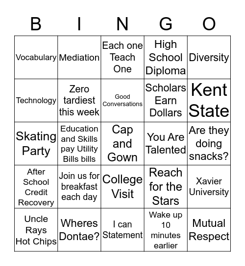 Attendance  Bingo Card