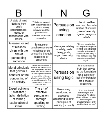 Ethos / Logos / Pathos Review Bingo Card