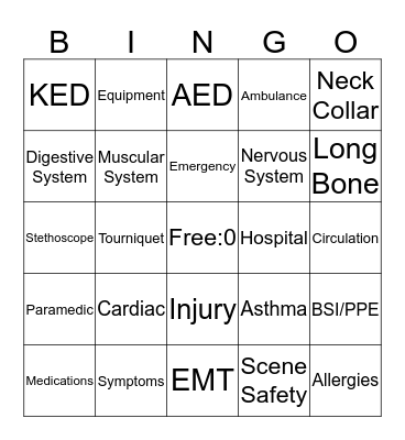 EMS BINGO Card