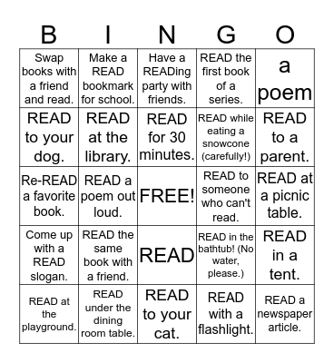 SUMMER READING Bingo Card