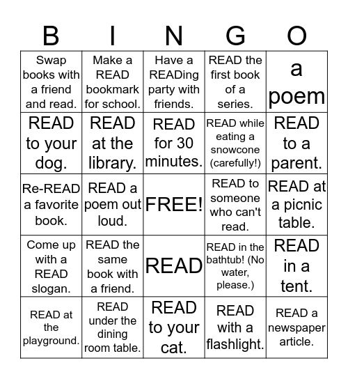 SUMMER READING Bingo Card