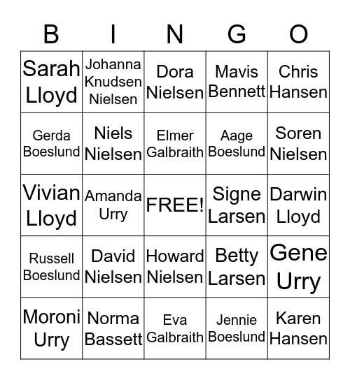 NIELSEN FAMIILY Bingo Card