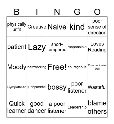 Strengths and Weaknesses Bingo Card