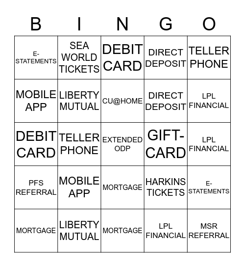 CHANDLER BINGO GALORE Bingo Card