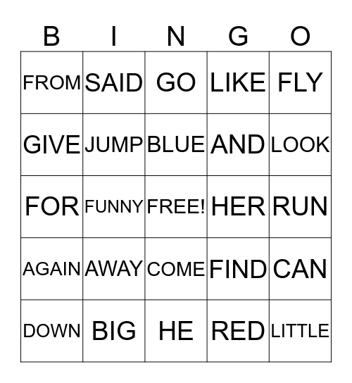 SIGHT  WORDS Bingo Card