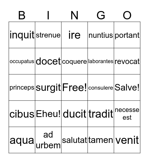 Latin jan 24  2020 Bingo Card