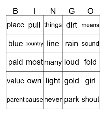 Bingo - C Bingo Card