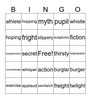 Friday Bingo Card