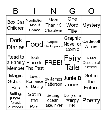 Vance Library's BINGO for Books Bingo Card