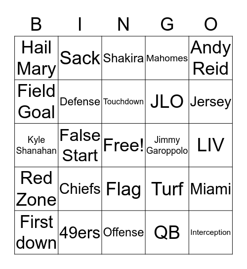 Souper Bowl Bingo Card