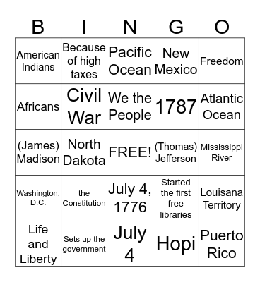 May 31, 2014 Bingo Card