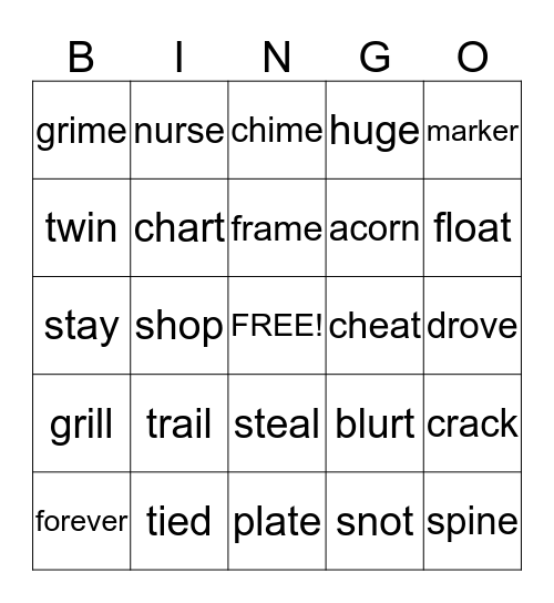 Phonics Review Bingo Card