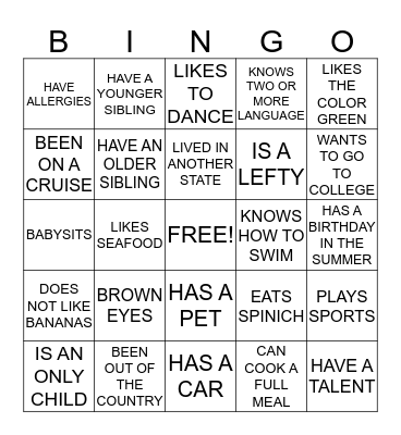 ICE BREAKER BINGO Card