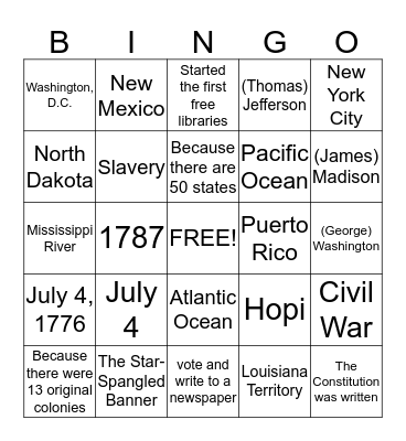 May 31, 2014 Bingo Card