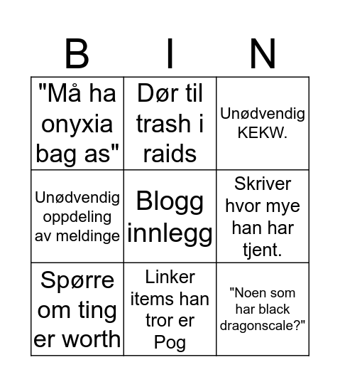 EN Bingo Card