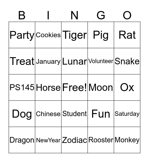 Chinese New Year Celebration at PS 145 Bingo Card