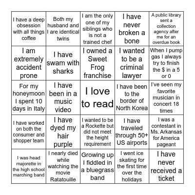 FUN FACTS! Bingo Card