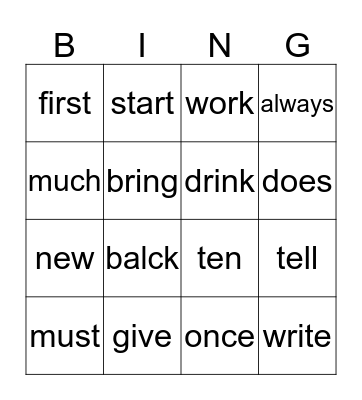 Gray- Dolch List 8 Bingo Card