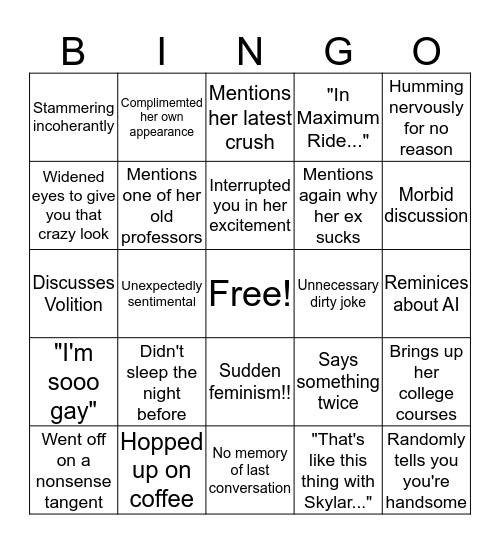 Audrey Bingo Card