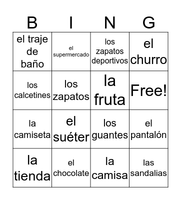 Las compras Bingo Card