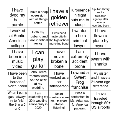 FUN FACTS! Bingo Card