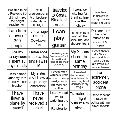 FUN FACTS! Bingo Card