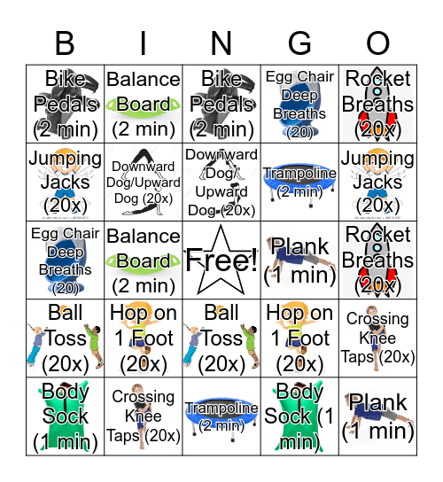 Sensory Break Bingo Card