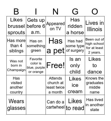 Let's Break The Ice Bingo Card