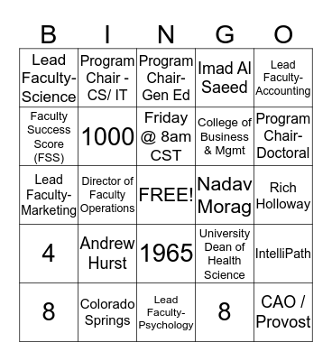 CTU BINGO Card