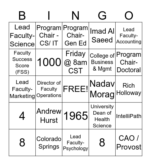 CTU BINGO Card