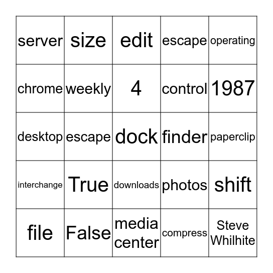 Multimedia Review 2 Bingo Card