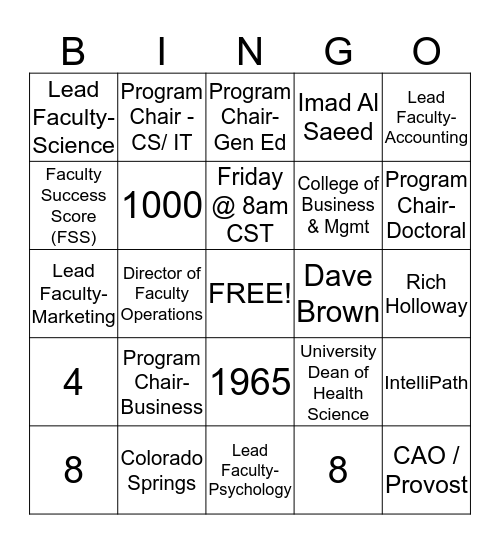 CTU BINGO Card