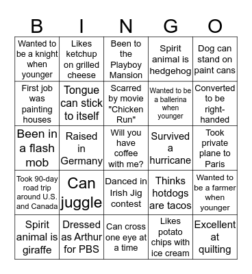 Mingle Bingo Card
