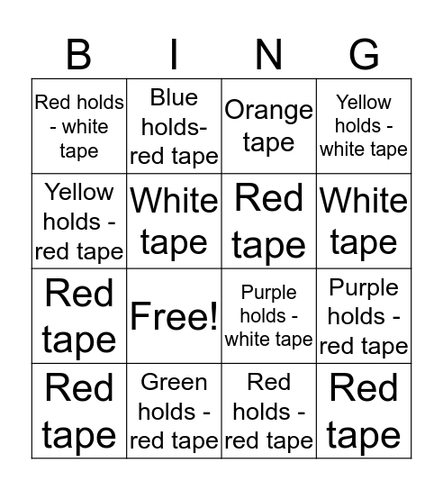 Red and White Bingo Card