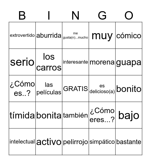 A Conocernos (Sp1Ch2) Bingo Card