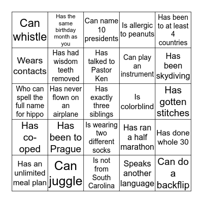 Find someone who... Bingo Card