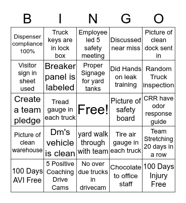Safety Bingo ! Bingo Card