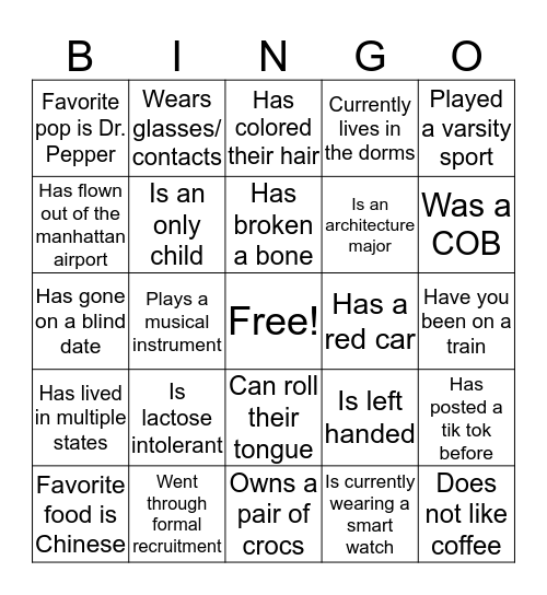 AXO Bingo  Bingo Card