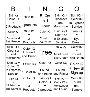 IQ Bingo Card