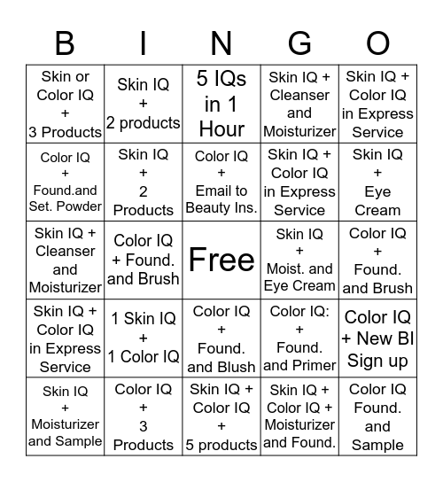 IQ Bingo Card
