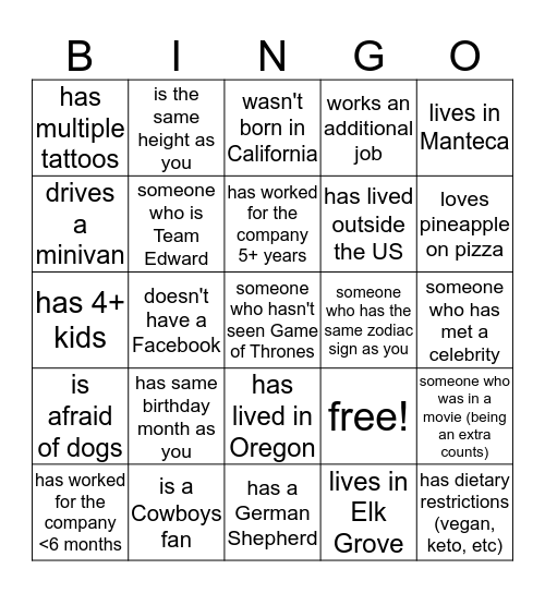 BALANCE BINGO Card