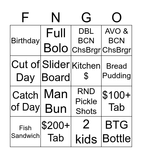 Server FINGO Bingo Card